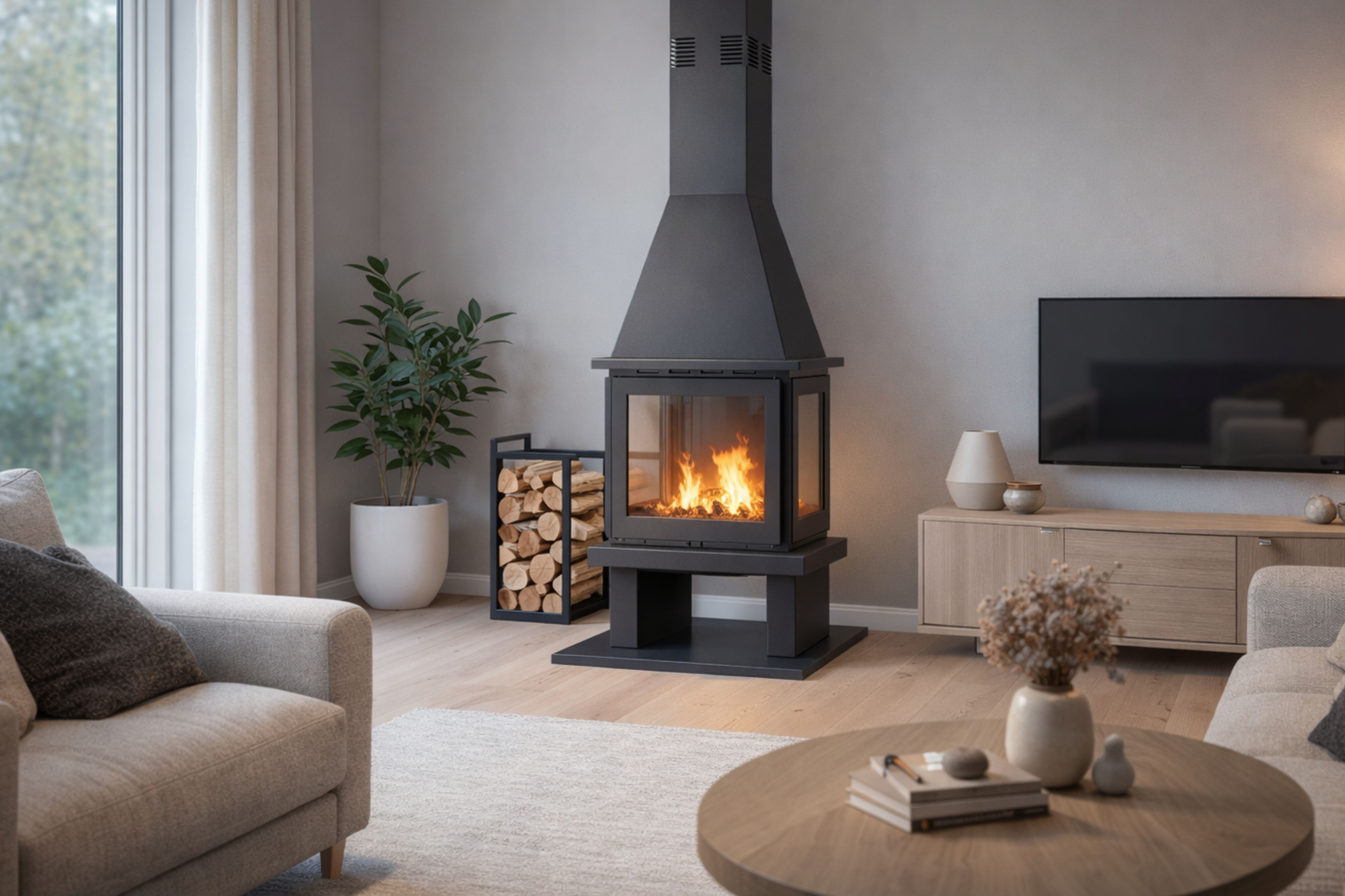 Kominek opalany drewnem